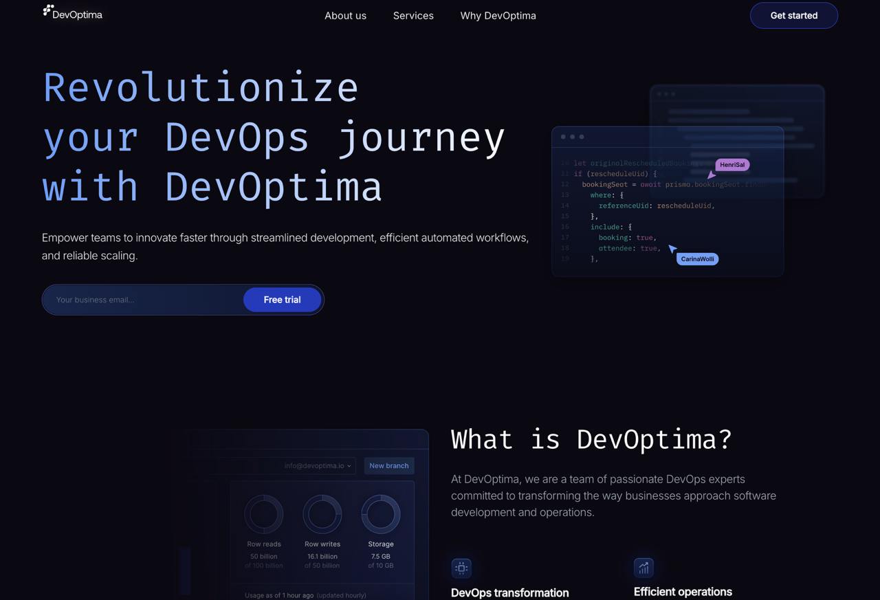 DevOptima Landing Page